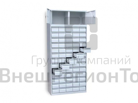 Шкаф картотечный 65 ящиков (+ 2 шкафчика) h2000 мм.