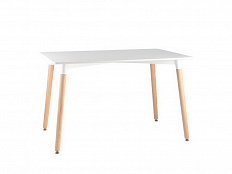 Стол обеденный прямоугольный 120х80 белый на дер. ножках