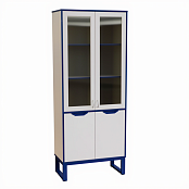 Шкаф со стеклом с низким закрытым фасадом