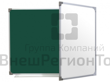 Двухэлементная магнитно-комбинированная доска 100х255 - алюминиевый профиль створка справа.