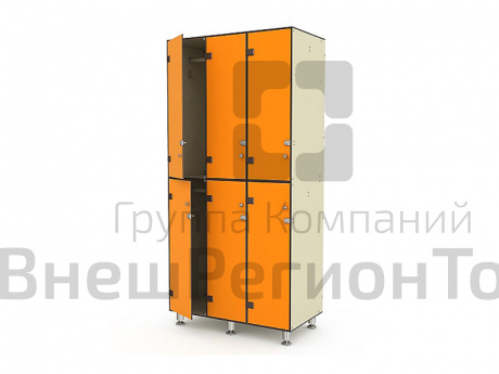 Шкаф для одежды, покрытие пластик HPL (3 секции, 6 ячеек).