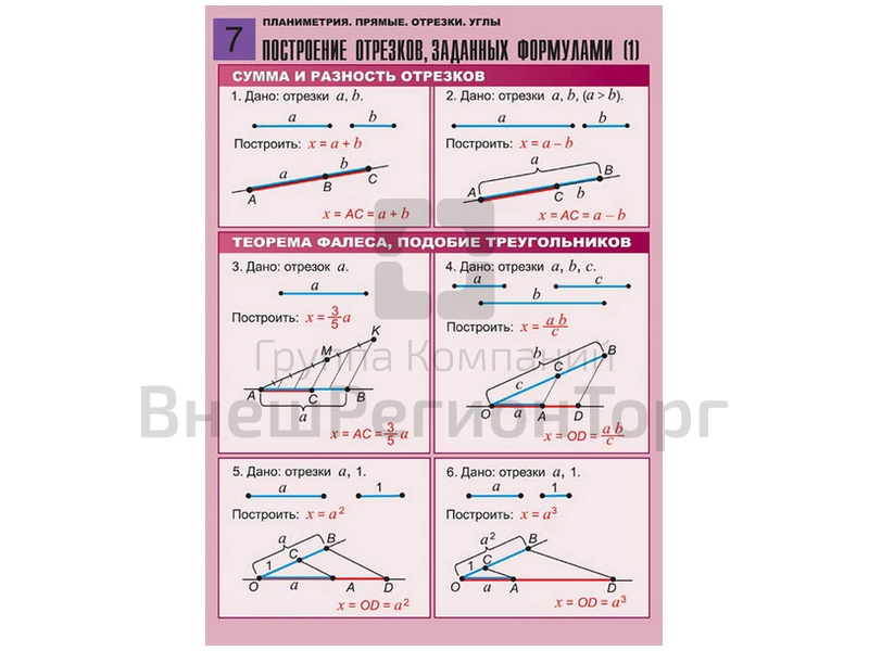 Комплект таблиц по всему курсу геометрии, 100 таблиц, А1.