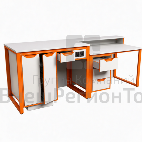 Стол демонстрационный на м/каркасе для кабинета химии/биологии без сантехники с розетками.