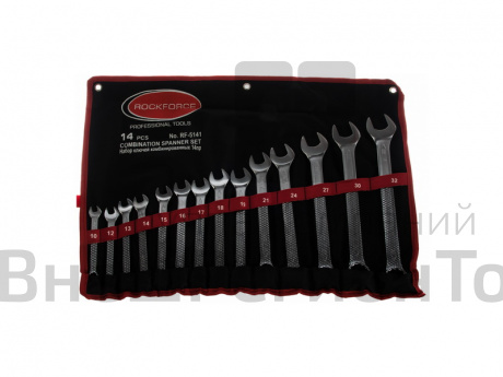 Набор ключей комбинированных 10-32 мм, 14 предметов на полотне.