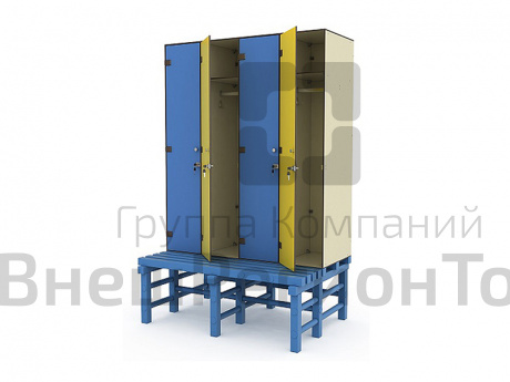 Шкаф для одежды, покрытие пластик HPL (4 секции,скамья).