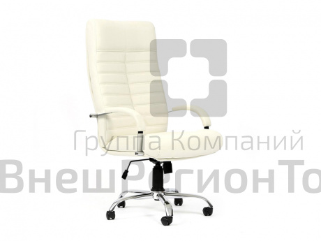 Кресло ORION COMFORT (экокожа, хром.каркас, механизм качания), цвет белый.