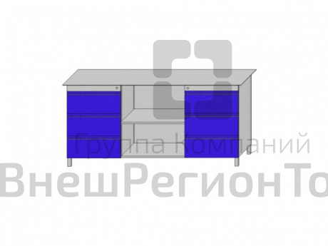 Верстак двухтумбовый: тумба (3 ящика) + тумба (3 ящика) серии «Класс».