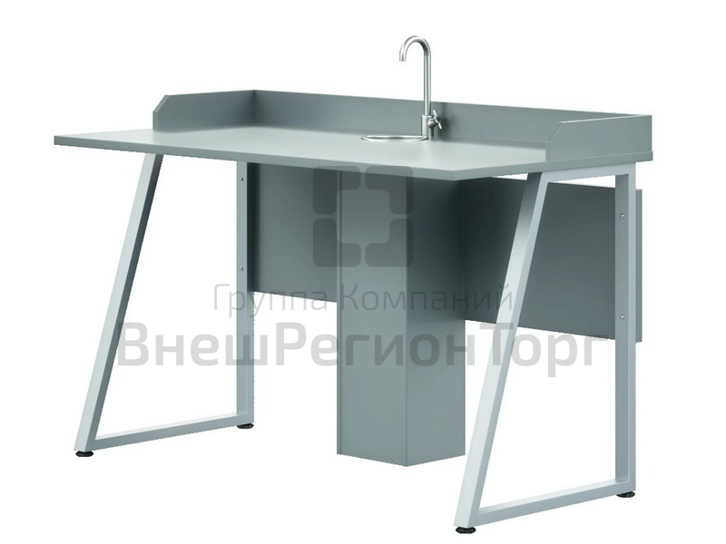 Стол Трапеция лабораторный 2 местный с мойкой 6 гр. (1200х650х760 мм).