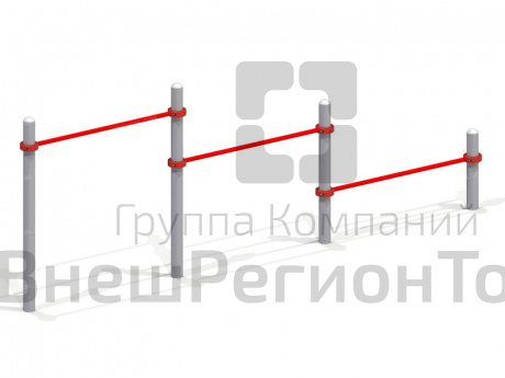 Тройной каскад турников для отжимания и подтягивания.