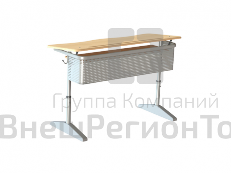 Парта двухместная с полкой, с угл. накл. стол. и перф. экраном.