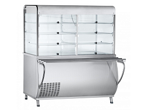 Прилавок холодильный закрытый Патша, 3 полки, 2 камеры с дверками, L1500 мм