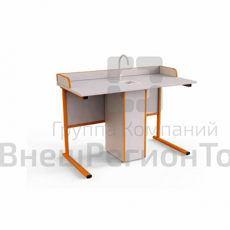 Стол ученический плоскоовальная труба с сантехникой и бортом ЛДСП.