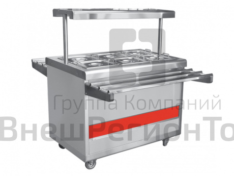 Мармит для вторых блюд паровой передвижной, 1 полка + гастроемкости, L1120мм..