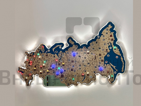 Игровой декоративный элемент Карта интерактивная “Путешествуем по России”.