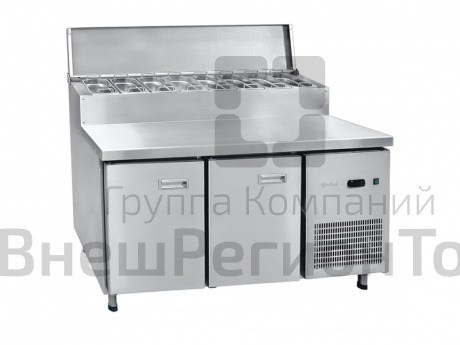 Стол холодильный для пиццы, 2 дверки, 2 полки + гастроемкости, b700 мм.