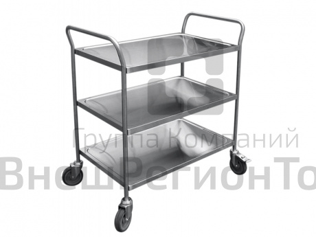 Тележка сервировочная, нерж.ст., 3 полки, поворотные колеса, 905x560x852 мм.