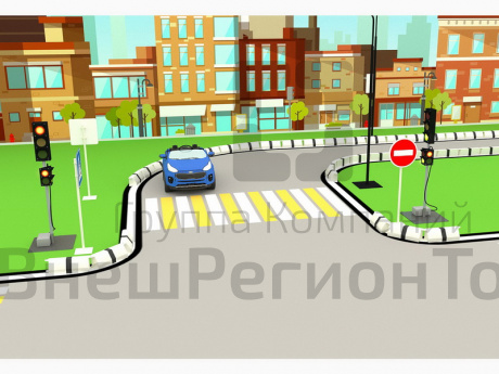Комплект оборудования для автогородка ПРО 2 (6х8 метров, оснащенный пешеходными и транспортными свет.