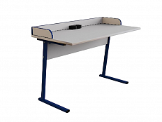 Стол ученический для кабинета физики/биологии плоскоовальная труба 50*30 мм с розетками и бортом ДСП