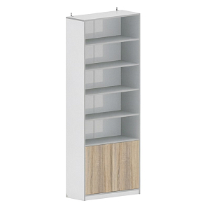 Стеллаж для книг 1000х400х2600 мм (серый/дуб сонома)