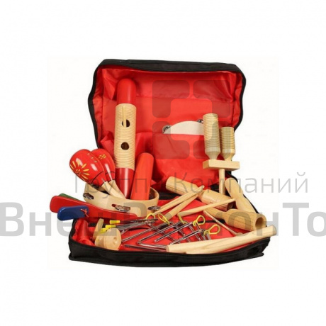 Перкуссионный набор из 17 предметов.