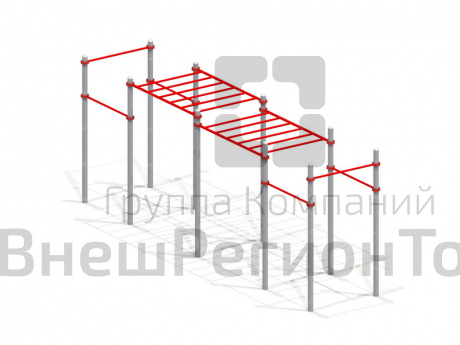 Рукоход двойной, двухуровневый и 6 турников.
