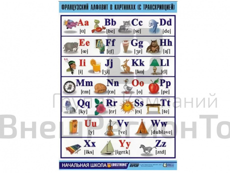 Таблица Французский алфавит в картинках 70х100 см.