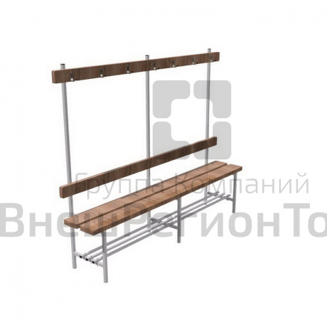 Скамья для раздевалок односторонняя с вешалкой 2,0хh1,6(0,46)х0,4м.