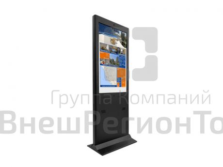 Интерактивная стойка со встроенным планшетом.