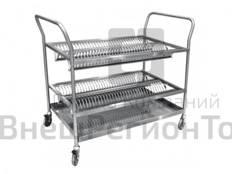 Тележка для сушки на 140 тарелок, нерж.ст., 4 кассеты, 1115x621x950 мм.