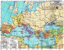 Учебная карта "Рост Римского государства в III в. до н.э. - II в. до н.".