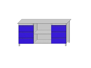Верстак двухтумбовый: тумба (3 ящика) + тумба (3 ящика) серии «Класс»