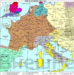 Учебная карта "Франкское государство в V - середине IX в.в.".