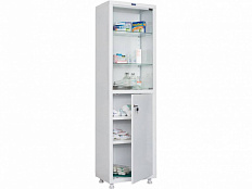 Шкаф медицинский металлический ПРАКТИК MD 1 1650/SG одностворчатый, верх - стекло