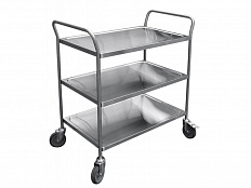 Тележка сервировочная, нерж.ст., 3 полки, поворотные колеса, 905x560x852 мм