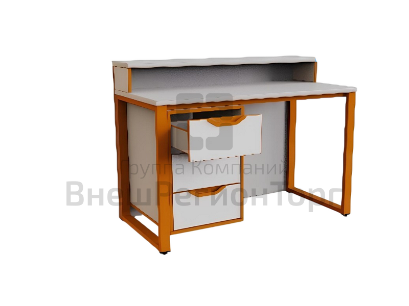 Стол преподавателя с надстройкой с ящиками.