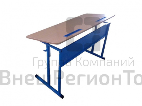 Стол ученический двухместный, с перфорированным экраном, с регулировкой наклона столешницы.