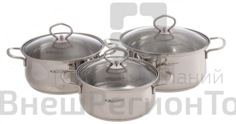 Набор кастрюль "Лира", 3 шт.: 1,6 л, 2,2 л, 3,2 л, капсульное дно.